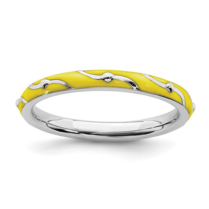 Sterling Silver Stackable Expressions Yellow Enamel Ring | QSK1500 ,