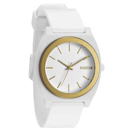 Nixon A1191297 Men's The Time Teller P Gold Ano White Dial Plastic Strap Watch ,