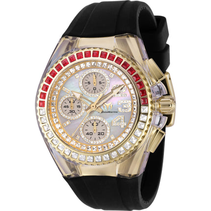 Technomarine Women's Watch - Cruise Glitz White MOP Dial Black Strap | TM-121063 ,