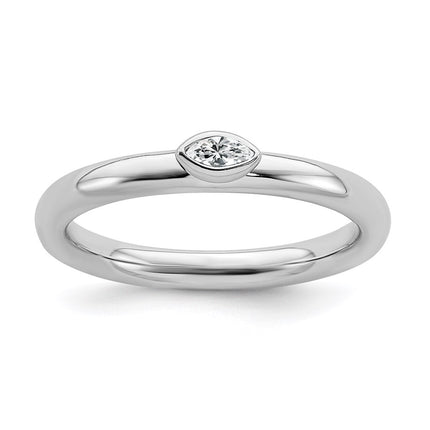 Sterling Silver Stackable Expressions White Topaz Ring | QSK2127 ,
