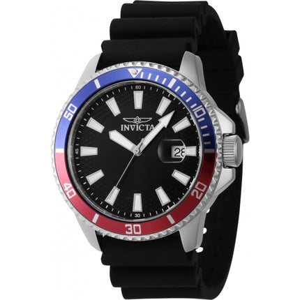 Invicta Men's Watch - Pro Diver Date Blue/Red/Silver Tone Bezel Black Dial | 46131 ,