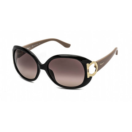 Salvatore Ferragamo Women's Sunglasses - Black/Taupe Oval Plastic Frame | SF668 001 ,