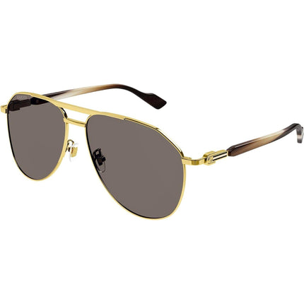 Gucci Men's Sunglasses - Gold Full Rim Metal Frame Brown Lens | GG1220S 002 ,