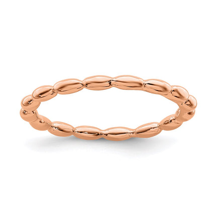 Sterling Silver Stackable Expressions Pink-plated Rice Bead Ring | QSK172 ,