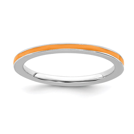 Sterling Silver Stackable Expressions Orange Enameled 1.5mm Ring | QSK138 ,