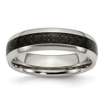 Titanium Polished w/Black Carbon Fiber Inlay 6mm Band | TB387 ,