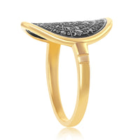Sterling Silver Phaistos-Replica Coin Ring - Gold Plated - W-2307 ,