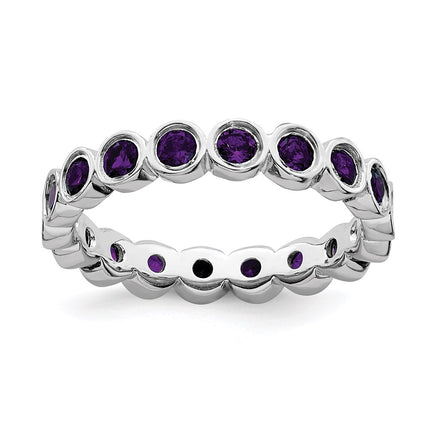 Sterling Silver Stackable Expressions Amethyst Ring | QSK387 ,