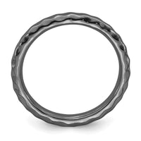Sterling Silver Stackable Expressions Black-plated Hammered Ring | QSK225 ,