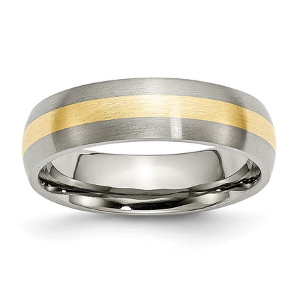 Titanium 14k Yellow Inlay 6mm Brushed Band | TB222 ,
