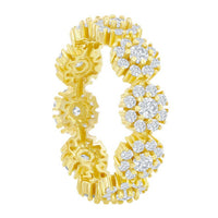 Classic Women's Gold Tone Flower Design CZ Ring - W-2778 ,