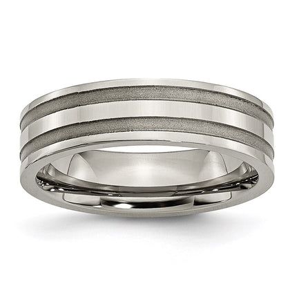 Titanium Grooved 6mm Brushed and Polished Band | TB202 ,