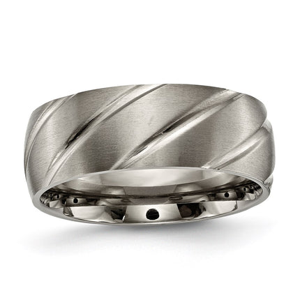 Titanium Swirl Design 8mm Satin Band | TB322 ,