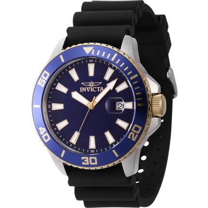 Invicta Men's Watch - Pro Diver Quartz Blue Dial Black Silicone Strap | 46092 ,