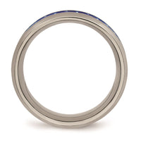 Titanium Polished Blue/White Carbon Fiber Inlay Ring | TB465 ,