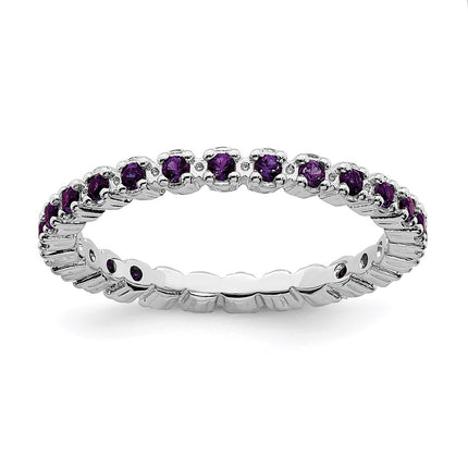 Sterling Silver Stackable Expressions Amethyst Ring | QSK351 ,