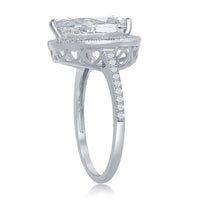 Sterling Silver Large Pear Shaped CZ Engagement Ring - W-2410 ,