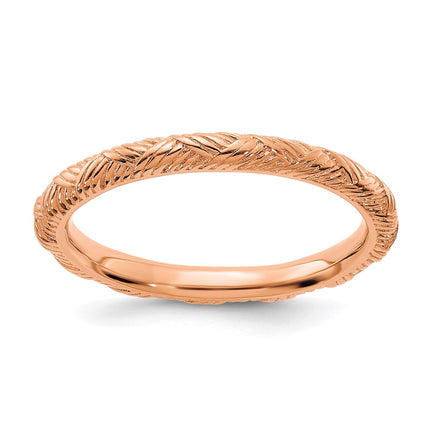 Sterling Silver Stackable Expressions Rose Gold-plated Polished Ring | QSK2055 ,