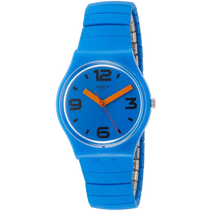 Swatch Women's Watch - Pepeblu Blue Silicone Covered Expansion Bracelet | GN251A ,