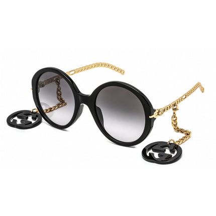 Gucci Women's Sunglasses - Black/Gold Plastic Round Full Rim Frame | GG0726S 001 ,