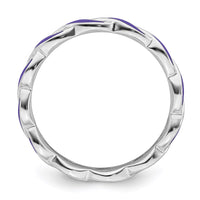 Sterling Silver Stackable Expressions Purple Enamel Ring | QSK1512 ,