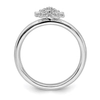 Sterling Silver Stackable Expressions Diamond Flower Ring | QSK1658 ,