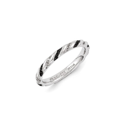 Sterling Silver Stackable Expressions Black & White Diamond Ring | QSK1083 ,