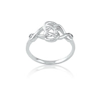 Sterling Silver White Topaz Interlocking Design Ring - W-9699 ,