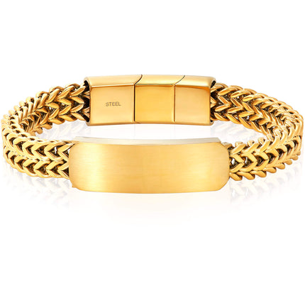 Invicta Men's Bracelet - Yellow Gold Stainless Steel Double Row Franco ID | B8622 ,