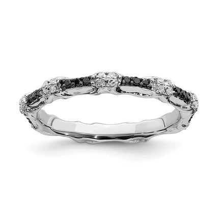 Sterling Silver Stackable Expressions Black & White Diamond Ring | QSK1059 ,