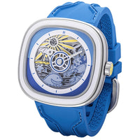 SevenFriday Unisex Watch - Beach Club Automatic Blue Soft Silicone Strap | T1-09 ,