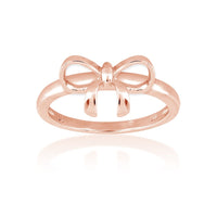 Sterling Silver Rose Gold Plated Bow Ring - W-9826 ,