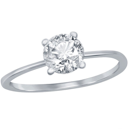 Classic Women's 6mm Solitaire CZ 4-prong Ring - W-2786 ,