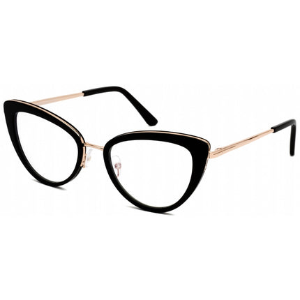 Tom Ford Women's Eyeglasses - Shiny Black Metal Cat Eye Full Rim Frame | FT5580-B 001 ,