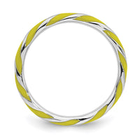 Sterling Silver Stackable Expressions Twisted Yellow Enameled Ring | QSK548 ,