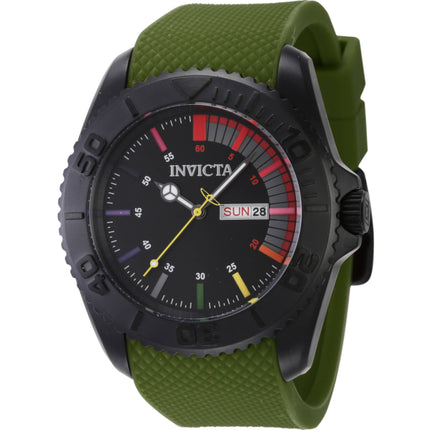 Invicta Men's Watch - Pro Diver Black Dial Green Silicone Strap Day-Date | 44736 ,