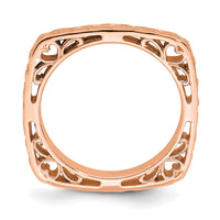 Sterling Silver Stackable Expressions Polished Pink-plated Square Ring | QSK753 ,