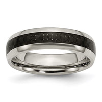 Titanium Polished w/Black Carbon Fiber Inlay 6mm Band | TB387 ,