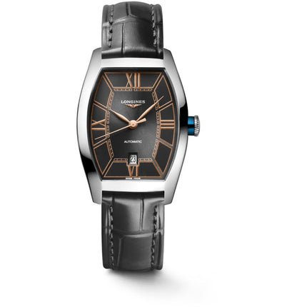 Longines Men's Watch - Evidenza Automatic Anthracite Dial Leather Strap | L21424562 ,