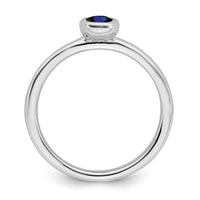 Sterling Silver Stackable Expressions Oval Created Sapphire Ring | QSK442 ,