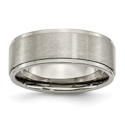 Titanium Ridged Edge 8mm Brushed and Polished Band | TB198 ,