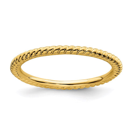 Sterling Silver Stackable Expressions Gold-plated Twisted Ring | QSK174 ,