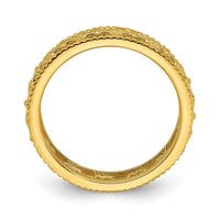 Sterling Silver Stackable Expressions Gold-plated Carved Band | QSK1669 ,