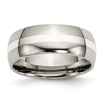 Titanium Sterling Silver Inlay 8mm Polished Band | TB212 ,