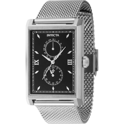 Invicta Men's Watch - Vintage Quartz Black Dial Silver Steel Bracelet Date | 46860 ,
