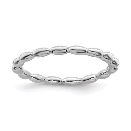 Sterling Silver Stackable Expressions Rhodium Rice Bead Ring | QSK171 ,