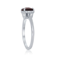 Sterling Silver 4 Prong Square Garnet Ring - W-1986 ,