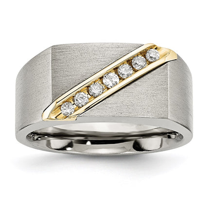 Titanium/14K Brushed Diamond Ring | TB435A ,