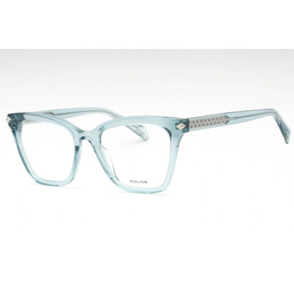 Police Women's Eyeglasses - Transparent Blue Plastic Cat Eye Shape Frame| VPLF29 06RL ,