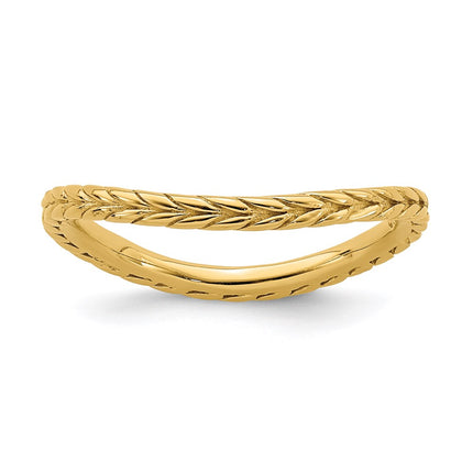 Sterling Silver Stackable Expressions Polished Gold-plated Wave Ring | QSK827 ,